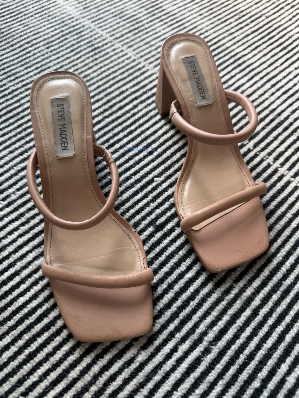 Steve Madden Blush Nude Double-Strap Block Heel Sandals